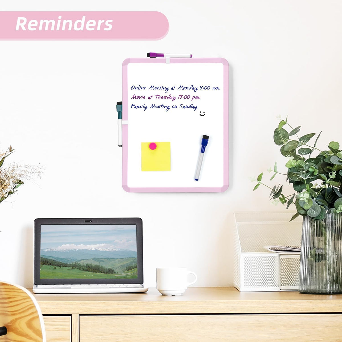 Magnetic Dry Erase Board, 14 x 11 Inches White Board, Gray