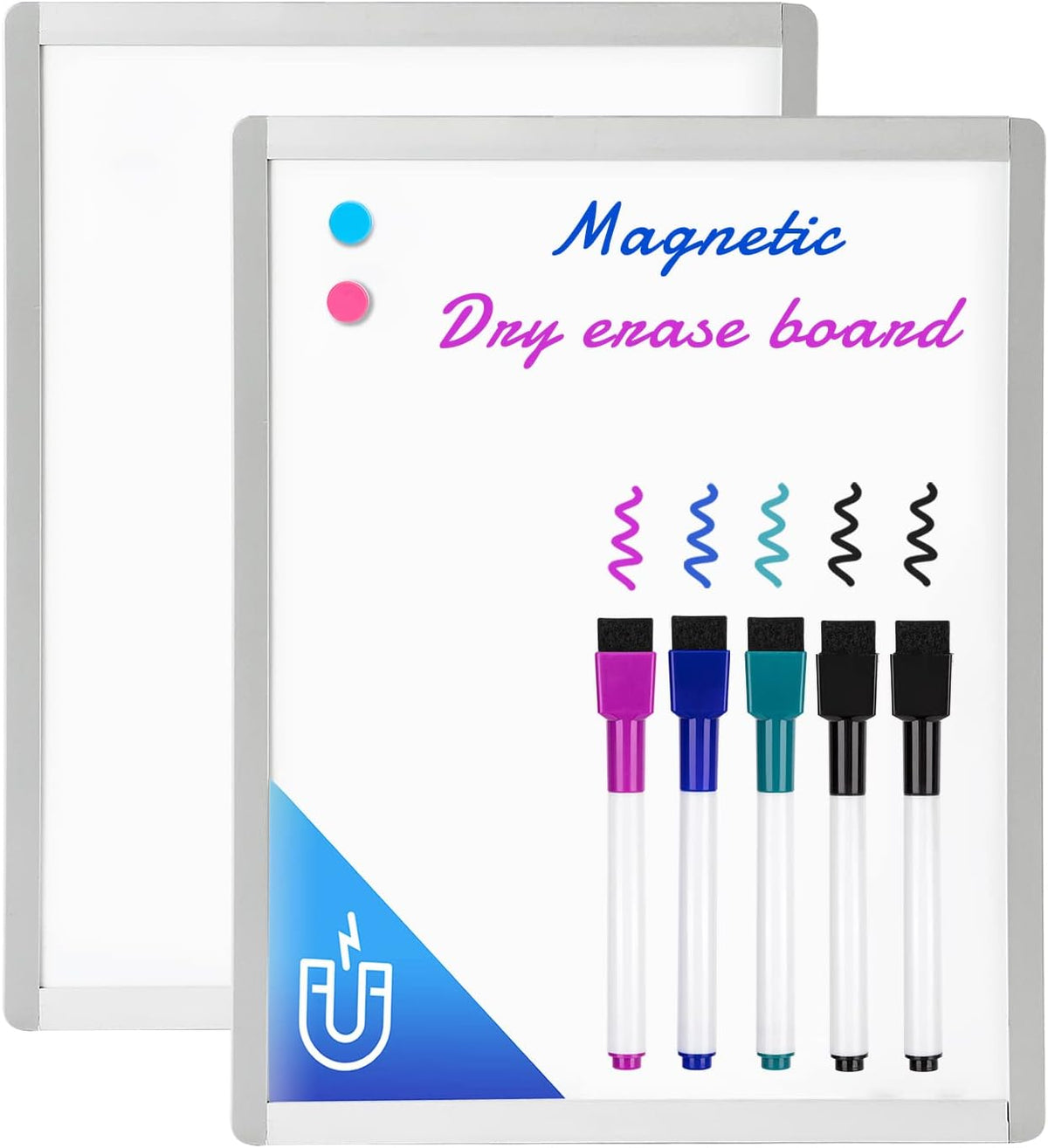 Magnetic Dry Erase Board, 14 x 11 Inches White Board, Gray