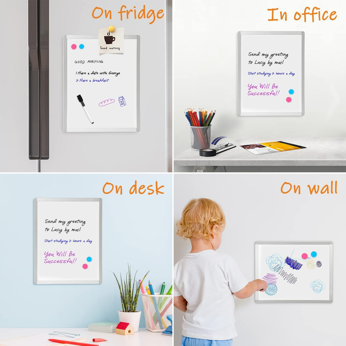 Magnetic Dry Erase Board, 14 x 11 Inches White Board, Gray