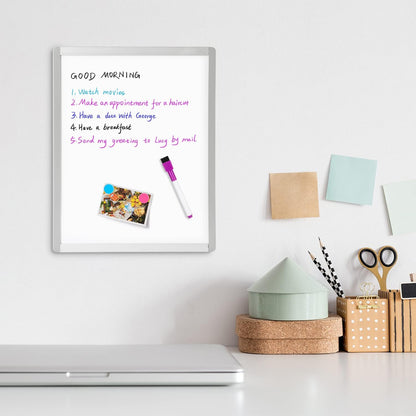 Magnetic Dry Erase Board, 14 x 11 Inches White Board, Gray