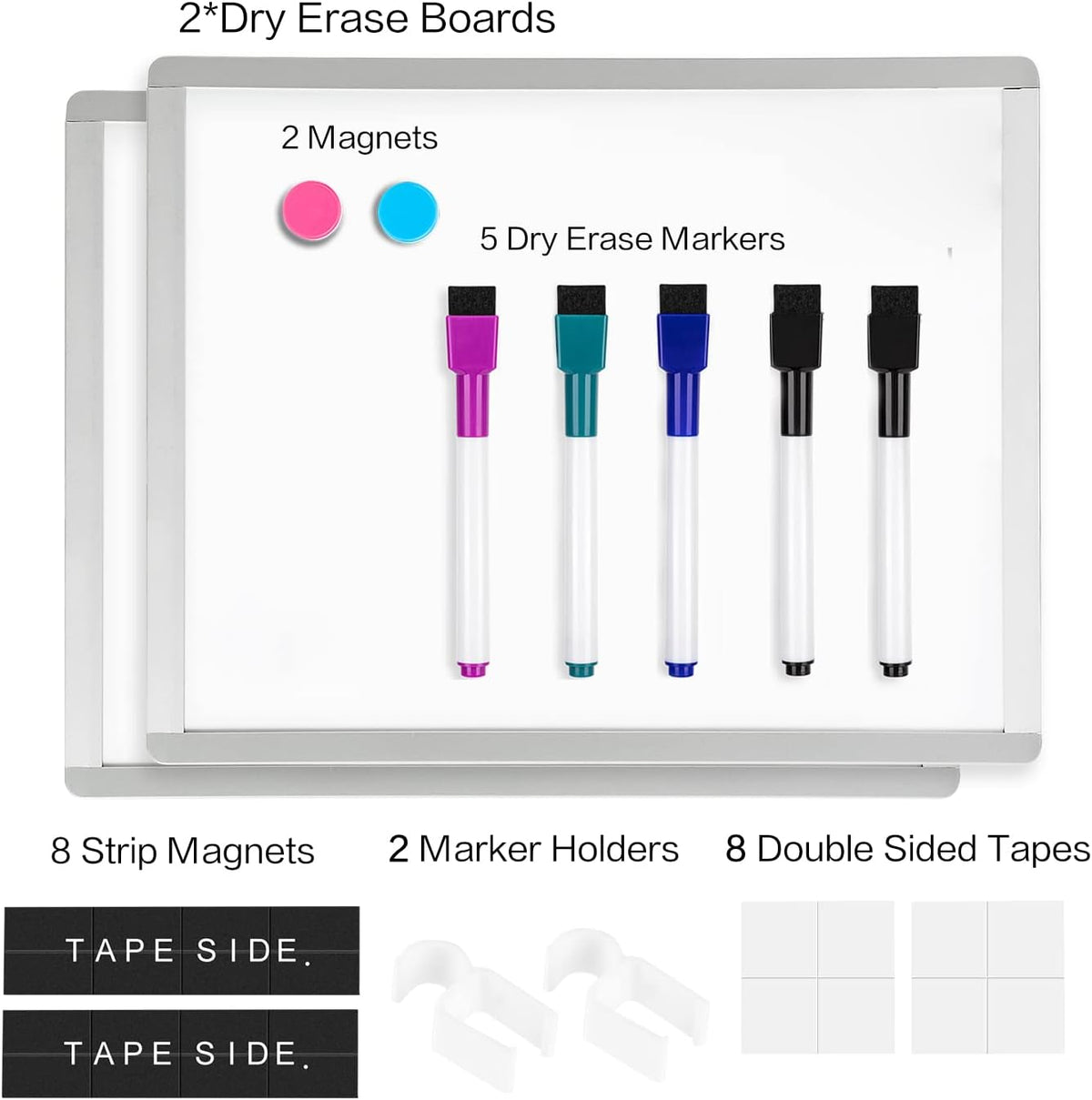 Magnetic Dry Erase Board, 14 x 11 Inches White Board, Gray