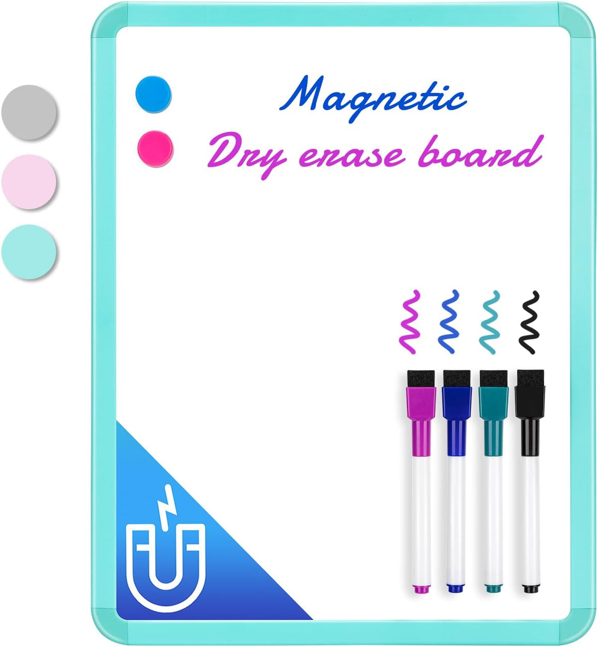 Magnetic Dry Erase Board, 14 x 11 Inches White Board, Gray