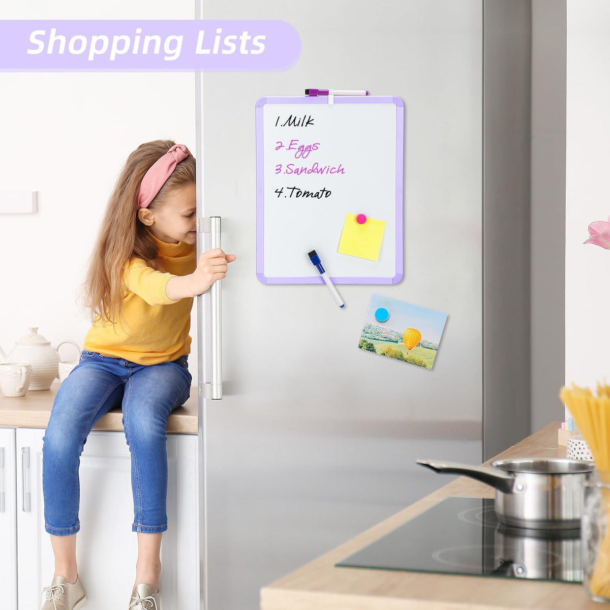 Magnetic Dry Erase Board, 14 x 11 Inches White Board, Gray