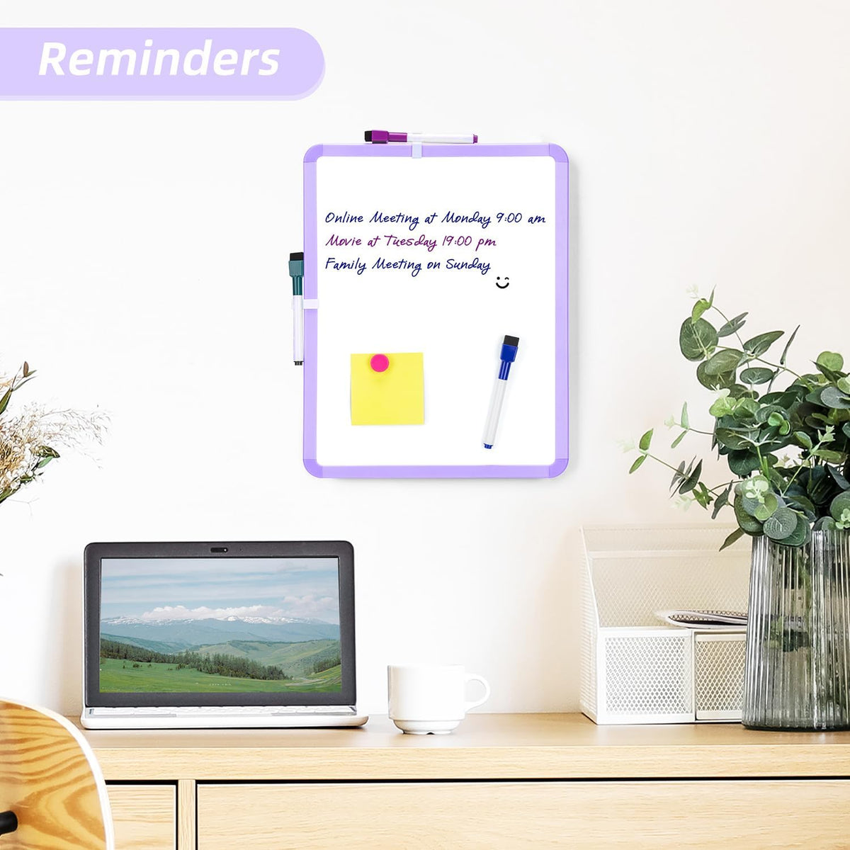 Magnetic Dry Erase Board, 14 x 11 Inches White Board, Gray