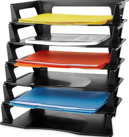 Regeneration Letter Tray, Six Tier, Plastic, Black (86028)