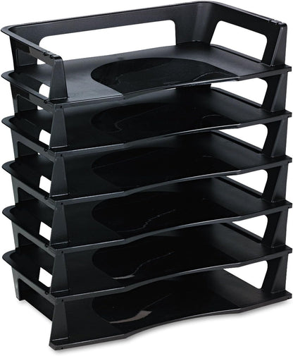 Regeneration Letter Tray, Six Tier, Plastic, Black (86028)