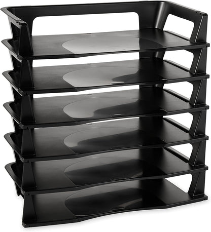Regeneration Letter Tray, Six Tier, Plastic, Black (86028)
