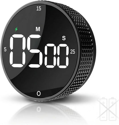 Rechargeable Magnetic Kitchen Timer with Rotary Dial, LED Display