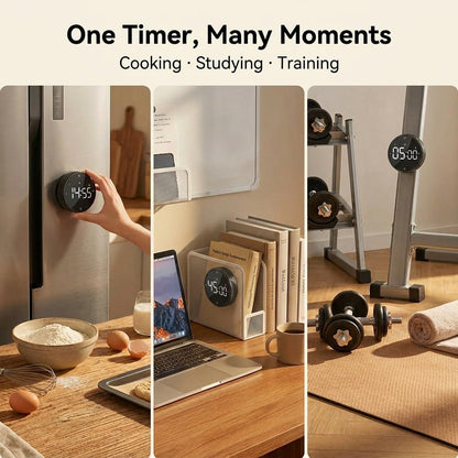 Rechargeable Magnetic Kitchen Timer with Rotary Dial, LED Display