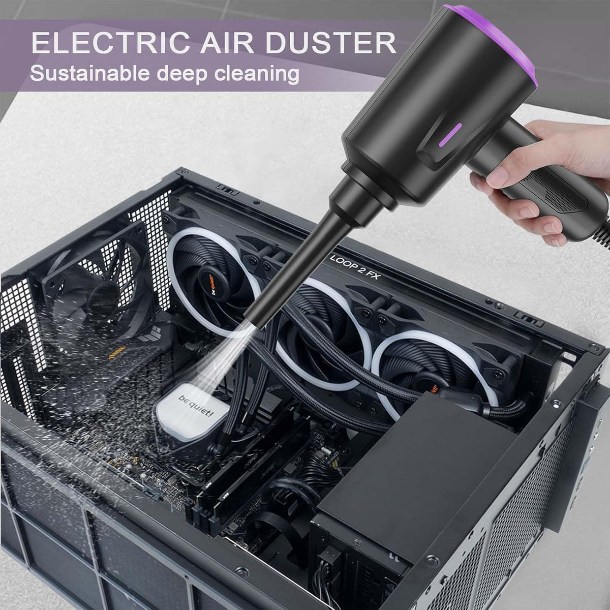 Air Duster - Electric Air Blower - 5.74oz High Power Cleaning for Computer - PC - 2 Gear Compressed Air