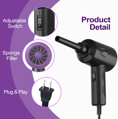 Air Duster - Electric Air Blower - 5.74oz High Power Cleaning for Computer - PC - 2 Gear Compressed Air