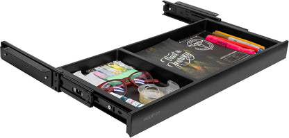 ! Under Desk Drawer Organizer with 2 Compartments, Shallow Low-Profile Slide-Out Desk Tray, 20.7″ x 8.9″ x 1.8″, Pull-Out Pencil Drawer for Traditional & Standing Desks - Black