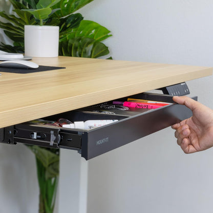 ! Under Desk Drawer Organizer with 2 Compartments, Shallow Low-Profile Slide-Out Desk Tray, 20.7″ x 8.9″ x 1.8″, Pull-Out Pencil Drawer for Traditional & Standing Desks - Black