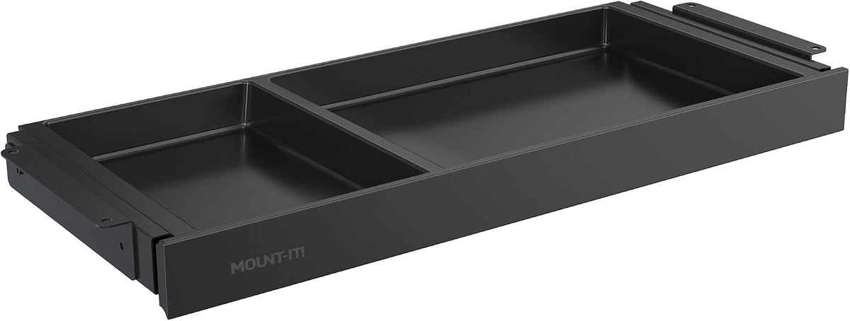 ! Under Desk Drawer Organizer with 2 Compartments, Shallow Low-Profile Slide-Out Desk Tray, 20.7″ x 8.9″ x 1.8″, Pull-Out Pencil Drawer for Traditional & Standing Desks - Black