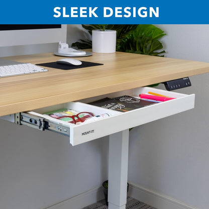 ! Under Desk Drawer Organizer with 2 Compartments, Shallow Low-Profile Slide-Out Desk Tray, 20.7″ x 8.9″ x 1.8″, Pull-Out Pencil Drawer for Traditional & Standing Desks - Black