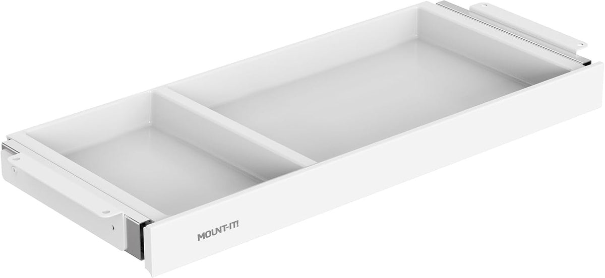 ! Under Desk Drawer Organizer with 2 Compartments, Shallow Low-Profile Slide-Out Desk Tray, 20.7″ x 8.9″ x 1.8″, Pull-Out Pencil Drawer for Traditional & Standing Desks - Black