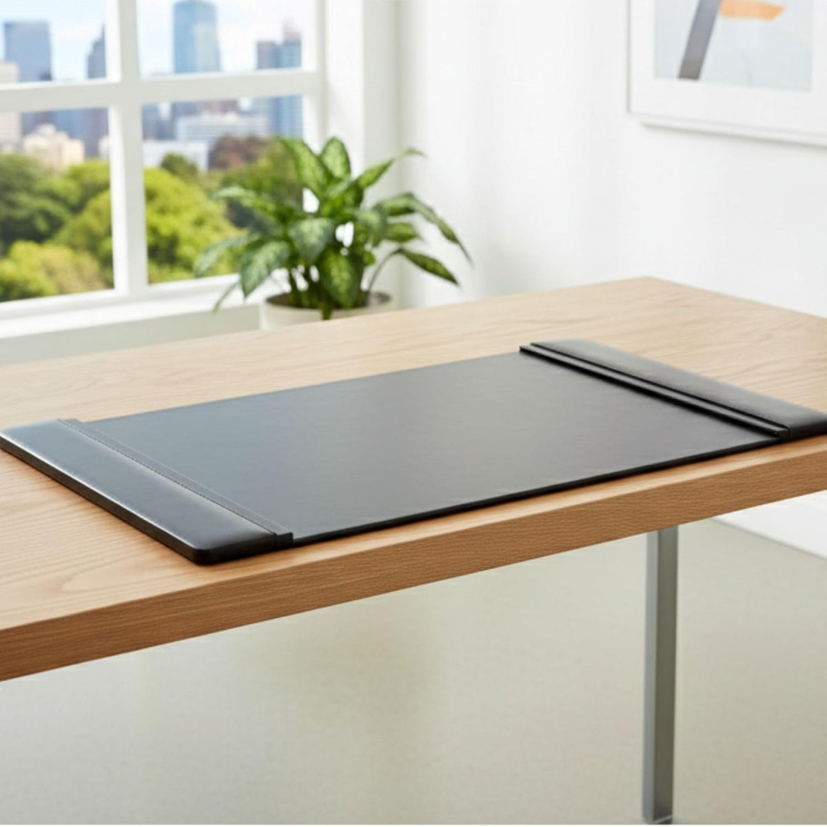 Leather Desk Pad with Side Rails - Luxury Leather Desk Blotter for Writing - Executive Desk Surface Protector - (Chocolate Brown, 25.5 x 17.25”)