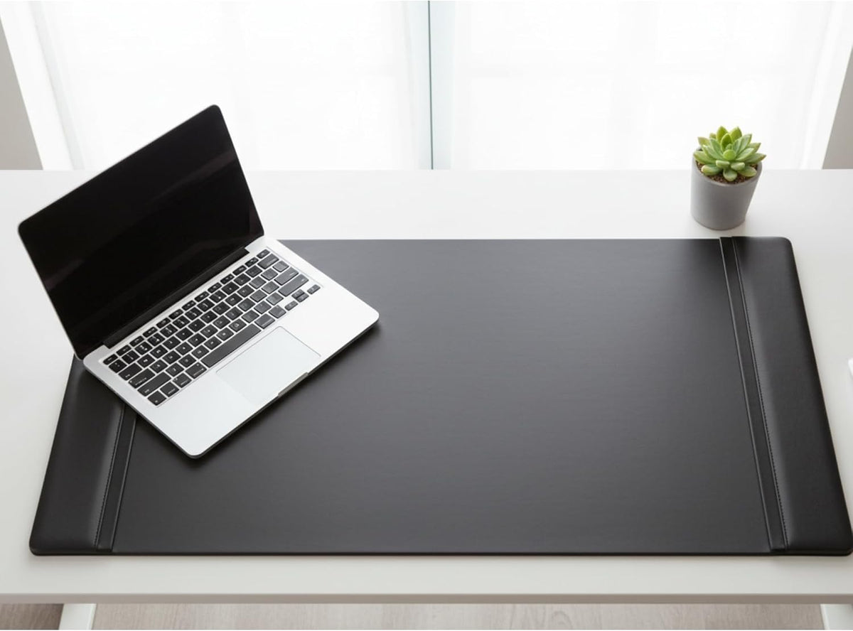 Leather Desk Pad with Side Rails - Luxury Leather Desk Blotter for Writing - Executive Desk Surface Protector - (Chocolate Brown, 25.5 x 17.25”)