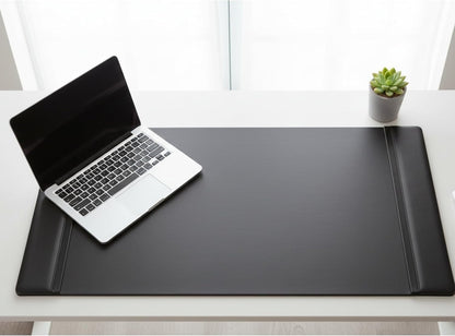 Leather Desk Pad with Side Rails - Luxury Leather Desk Blotter for Writing - Executive Desk Surface Protector - (Chocolate Brown, 25.5 x 17.25”)