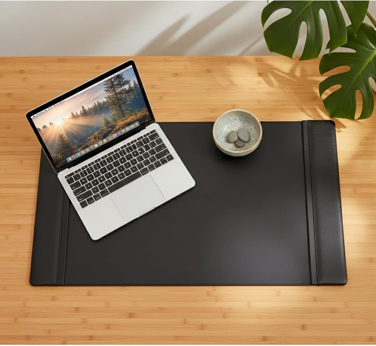 Leather Desk Pad with Side Rails - Luxury Leather Desk Blotter for Writing - Executive Desk Surface Protector - (Chocolate Brown, 25.5 x 17.25”)