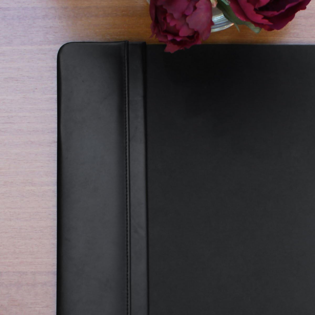 Leather Desk Pad with Side Rails - Luxury Leather Desk Blotter for Writing - Executive Desk Surface Protector - (Chocolate Brown, 25.5 x 17.25”)