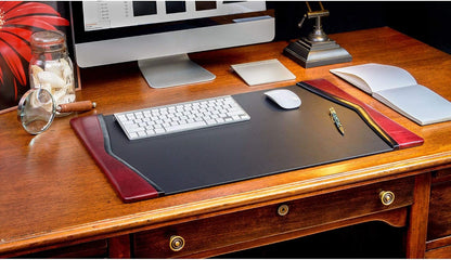 Leather Desk Pad with Side Rails - Luxury Leather Desk Blotter for Writing - Executive Desk Surface Protector - (Chocolate Brown, 25.5 x 17.25”)