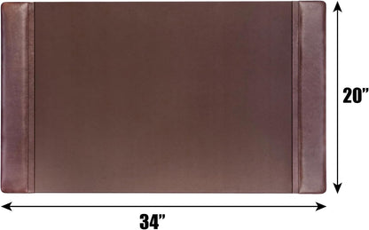 Leather Desk Pad with Side Rails - Luxury Leather Desk Blotter for Writing - Executive Desk Surface Protector - (Chocolate Brown, 25.5 x 17.25”)