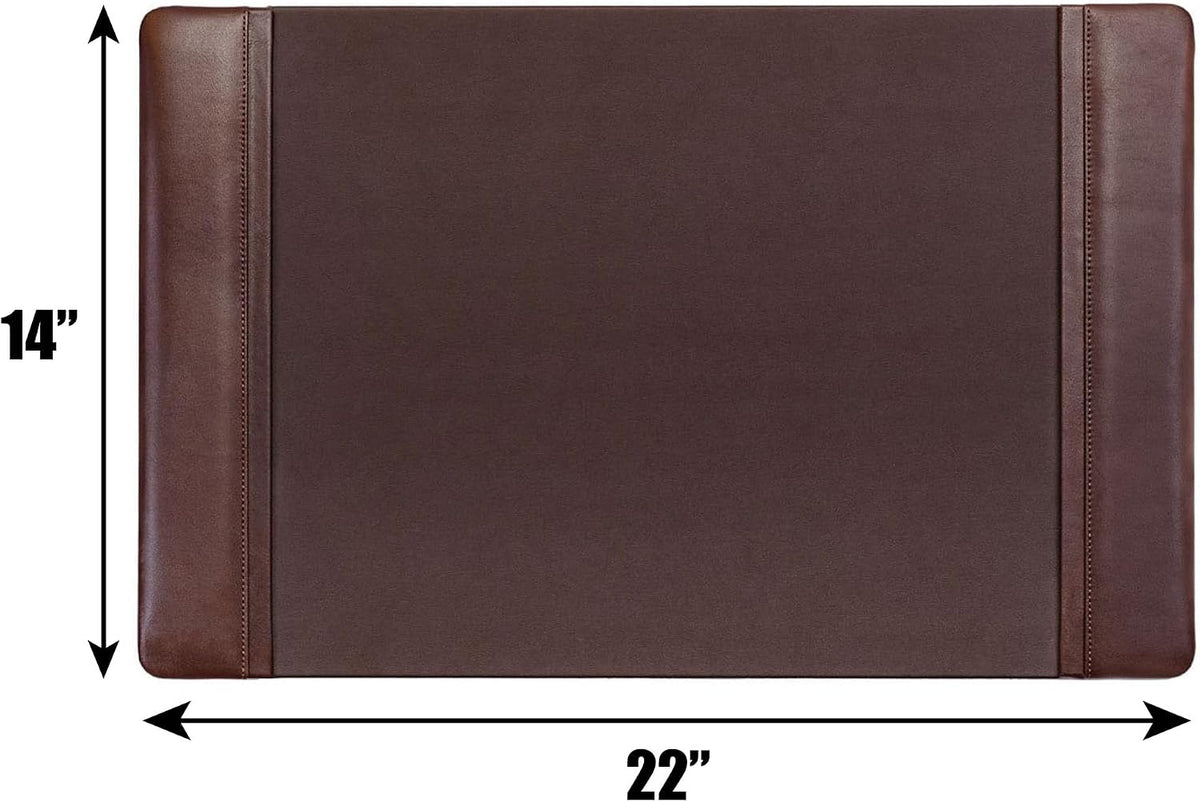 Leather Desk Pad with Side Rails - Luxury Leather Desk Blotter for Writing - Executive Desk Surface Protector - (Chocolate Brown, 25.5 x 17.25”)