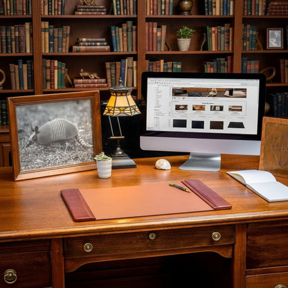 Leather Desk Pad with Side Rails - Luxury Leather Desk Blotter for Writing - Executive Desk Surface Protector - (Chocolate Brown, 25.5 x 17.25”)