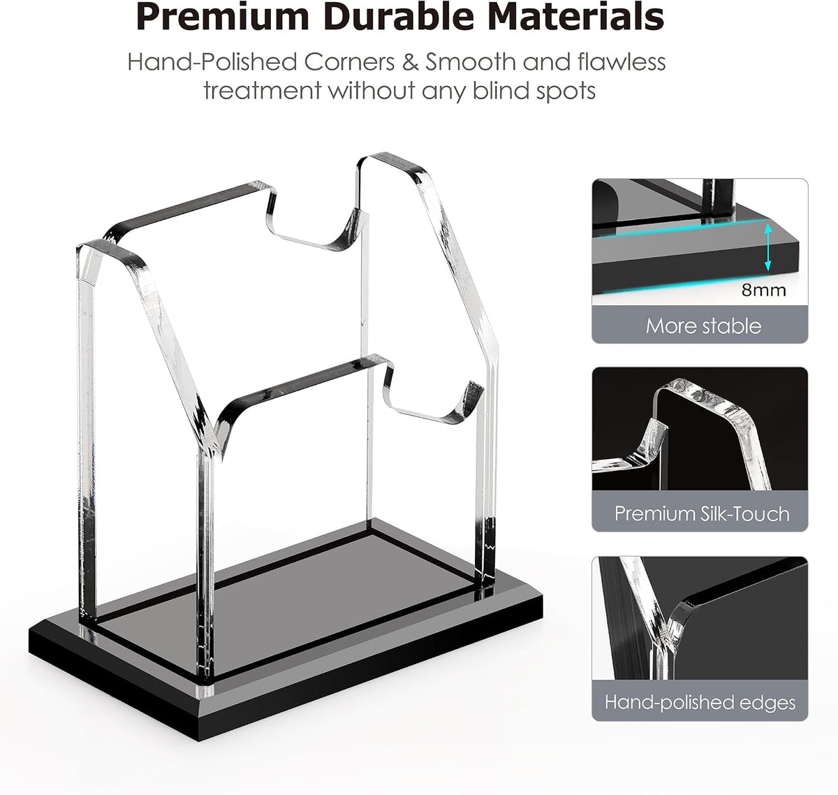 Black Business Card Holder for Desk 1 Slot Clear Acrylic Horizontal