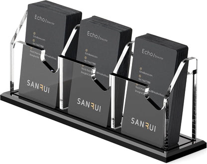 Black Business Card Holder for Desk 1 Slot Clear Acrylic Horizontal