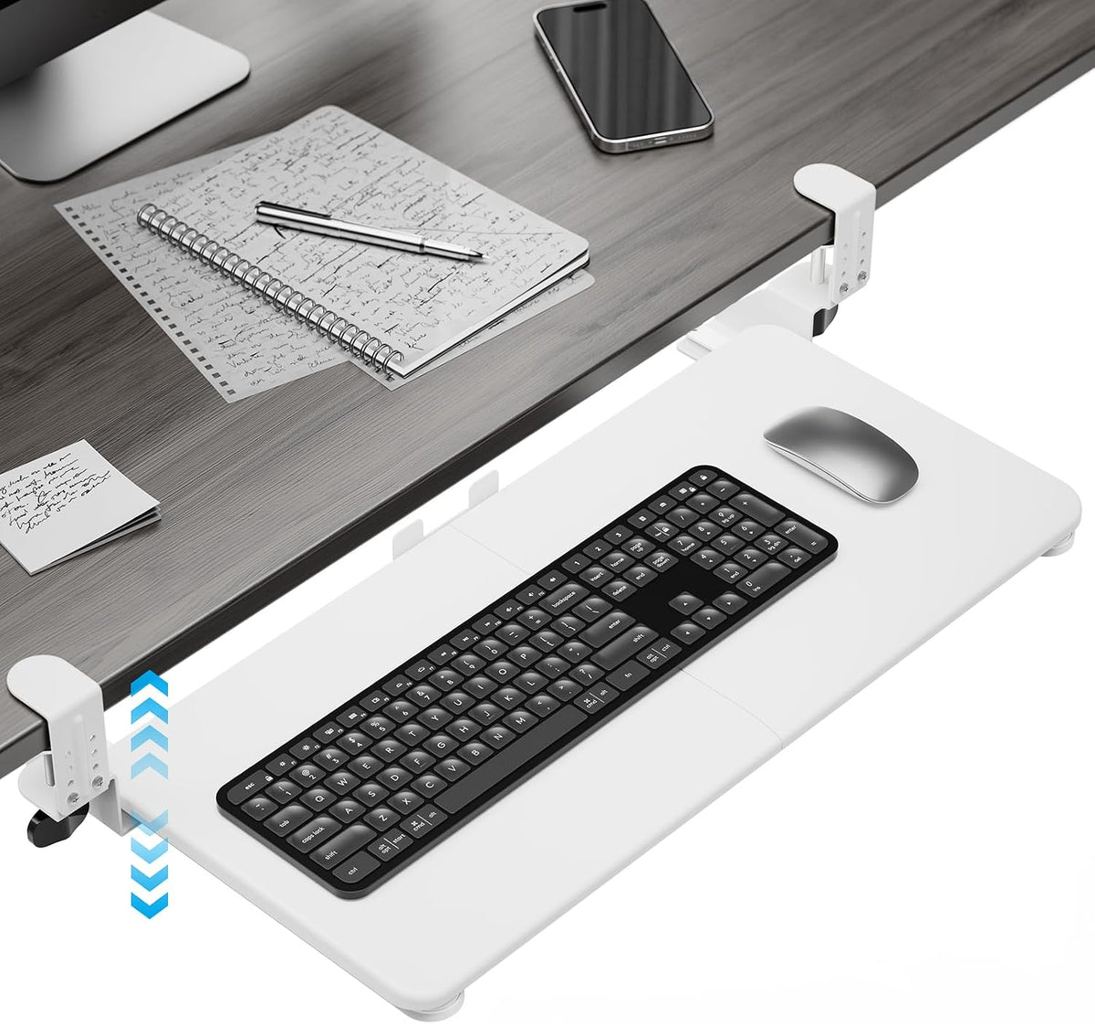 Large Keyboard Tray Under Desk, Pull Out Keyboard & Mouse Tray for Typing