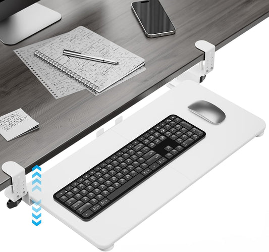 Large Keyboard Tray Under Desk, Pull Out Keyboard & Mouse Tray for Typing