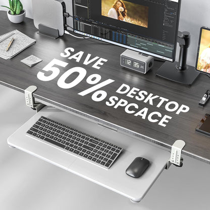 Large Keyboard Tray Under Desk, Pull Out Keyboard & Mouse Tray for Typing