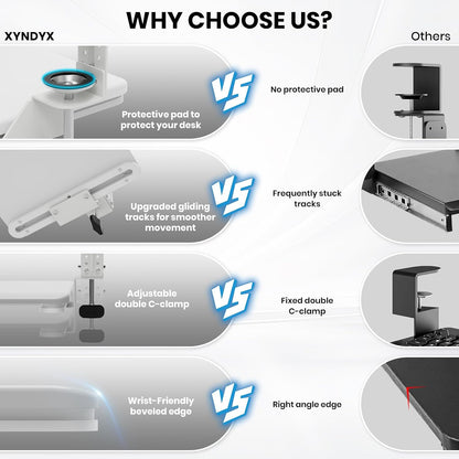 Large Keyboard Tray Under Desk, Pull Out Keyboard & Mouse Tray for Typing