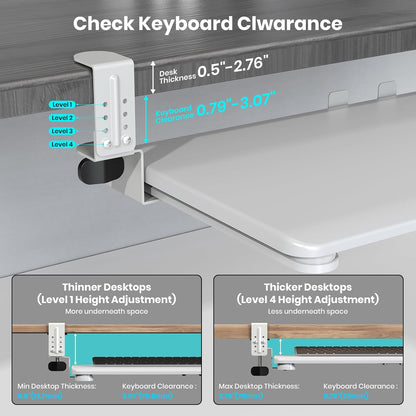 Large Keyboard Tray Under Desk, Pull Out Keyboard & Mouse Tray for Typing