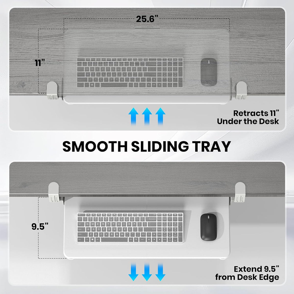 Large Keyboard Tray Under Desk, Pull Out Keyboard & Mouse Tray for Typing