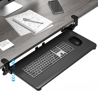 Large Keyboard Tray Under Desk, Pull Out Keyboard & Mouse Tray for Typing