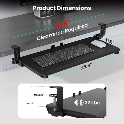 Large Keyboard Tray Under Desk, Pull Out Keyboard & Mouse Tray for Typing