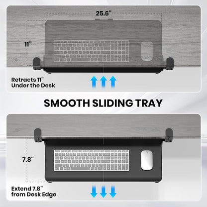 Large Keyboard Tray Under Desk, Pull Out Keyboard & Mouse Tray for Typing