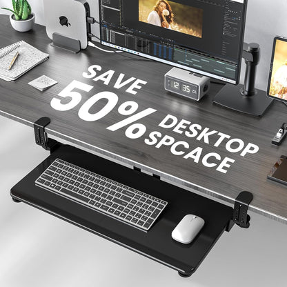 Large Keyboard Tray Under Desk, Pull Out Keyboard & Mouse Tray for Typing