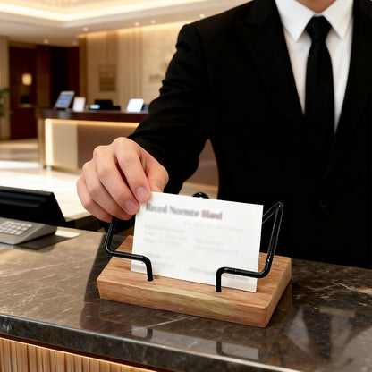 Wood Business Card Holder for Desk,Business Card Display Stand
