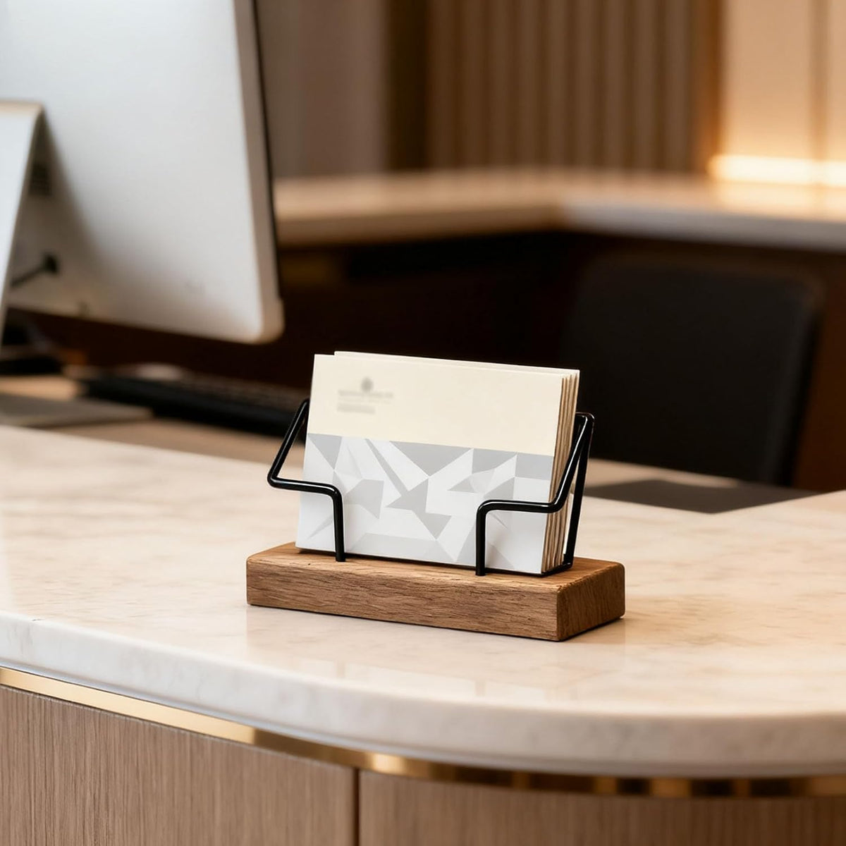 Wood Business Card Holder for Desk,Business Card Display Stand