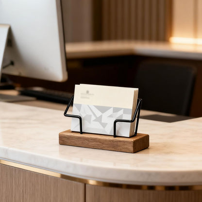 Wood Business Card Holder for Desk,Business Card Display Stand