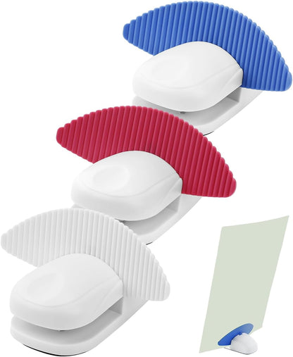 3 Pack Desktop Paper Holder Stand for Typing (White Blue Red)