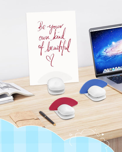 3 Pack Desktop Paper Holder Stand for Typing (White Blue Red)