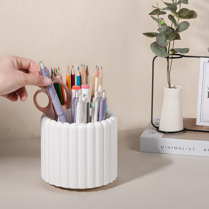 Rotating Pen Holder for Desk Removable Pencil Cup, Small White
