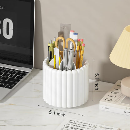 Rotating Pen Holder for Desk Removable Pencil Cup, Small White