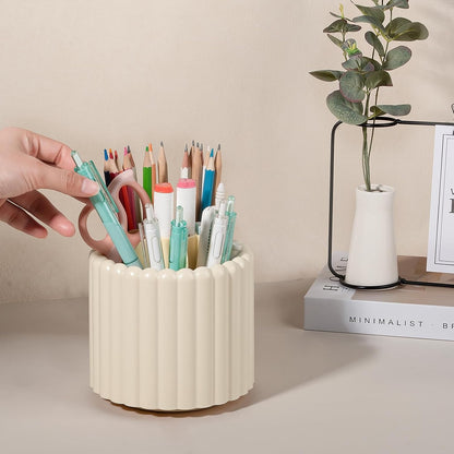Rotating Pen Holder for Desk Removable Pencil Cup, Small White