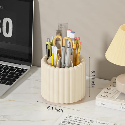 Rotating Pen Holder for Desk Removable Pencil Cup, Small White